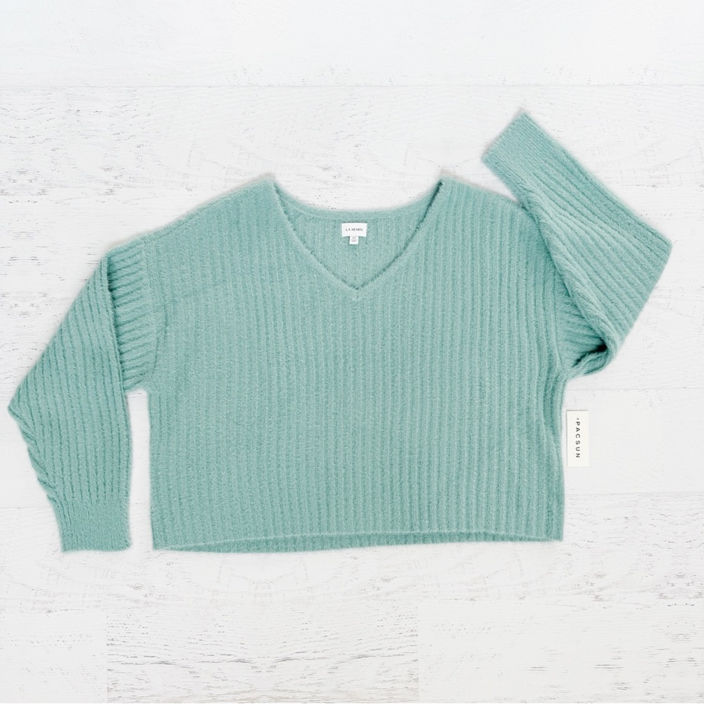 NWT Pacsun Blue V Neck Sweater Size XS LA Hearts